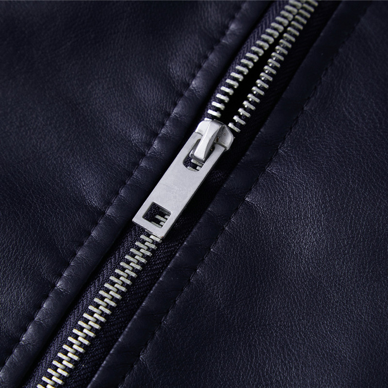 Kožna jakna Muška zimska flis motociklistička PU kožna jakna Muška samostojeća ovratnica Ležerna vjetrovka Ropa De Hombre uski kaput