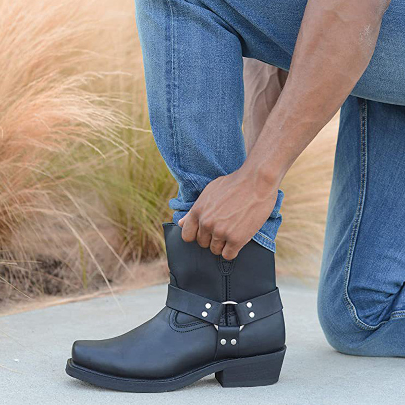 Vyriški odiniai batai šoniniai užtrauktukai vakarietiški kaubojiški batai retro stiliaus vyriški trumpi batai lengvi patogūs lauko batai didelis 48 dydis
