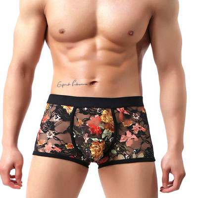 EXILIENS Nou Sexy Boxer din dantelă Lenjerie pentru bărbați Boxeri pentru bărbați Calzoncillo Cueca Masculina Boxershorts M-2XL 052301