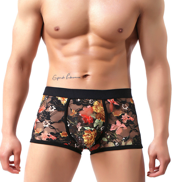 EXILIENS New Sexy čipkované boxerky Pánske spodné prádlo Pánske boxerky Hombre Muž Calzoncillo Cueca Masculina Boxerky Veľkosť M-2XL 052301