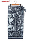 Νέες γυναικείες vintage φούστες Paisley με ψηλόμεσο κορδόνι με παπιγιόν casual φαρδιές μίντι φούστες LUJIA ALAN P3375