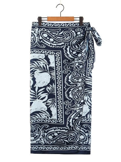 Νέες γυναικείες vintage φούστες Paisley με ψηλόμεσο κορδόνι με παπιγιόν casual φαρδιές μίντι φούστες LUJIA ALAN P3375