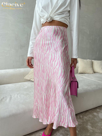 Clacive Fashion Slim Print Γυναικεία Φούστα 2023 Bodycon Ψηλόμεση Midi Φούστες Streetwear Κομψή κλασική φούστα Γυναικεία ρούχα