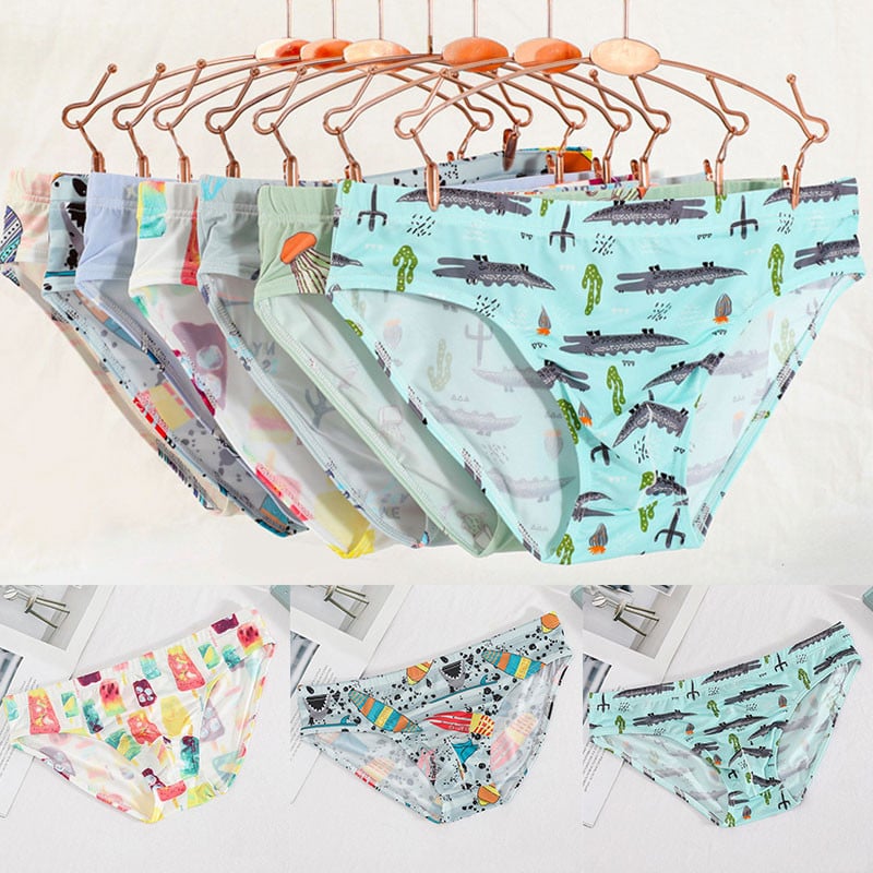 Ανδρικά σέξι μαλακά εμπριμέ εσώρουχα Ανδρικά λεπτά εσώρουχα κολύμβησης Ανδρικά σλιπ μπικίνι με χαμηλή μέση παραλία Εσώρουχα χωρίς ραφές σε Plus Size