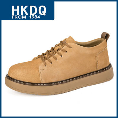 Ανδρικές δερμάτινες μπότες από HKDQ Ανδρικές μπότες υψηλής ποιότητας σε καφέ πλατφόρμα Ανδρικές μπότες με κορδόνια με κορδόνια