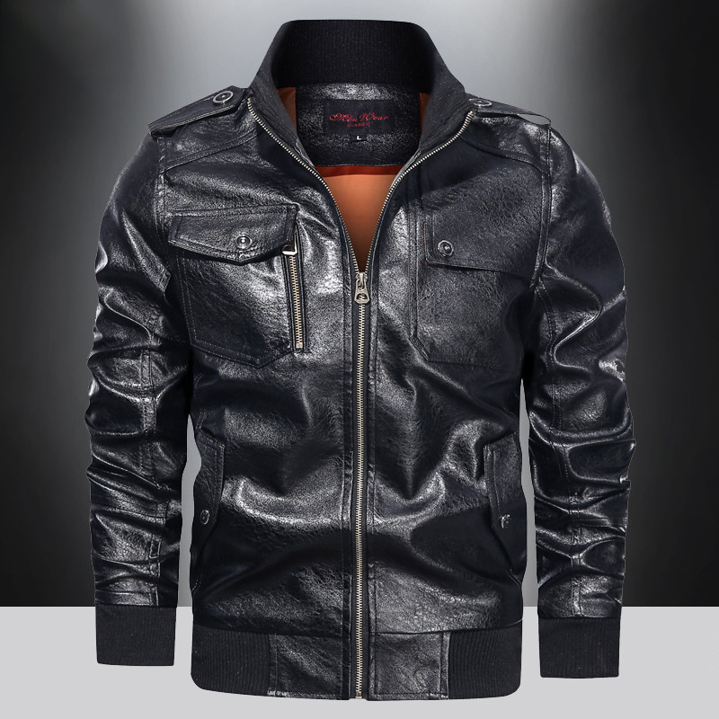 Δερμάτινο ανδρικό μπουφάν ανοιξιάτικο και φθινόπωρο νέο αδιάβροχο κοστούμι ποδηλασίας μοτοσικλέτας όρθιος γιακάς casual ευέλικτο πιλοτικό μπουφάν
