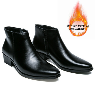 Νέες ιταλικές ανδρικές μπότες επαγγελματικές Χειμώνας / Ανοιξιάτικο φερμουάρ / Βρεττανικές ψηλές μπότες με κορδόνια μπότες από δέρμα