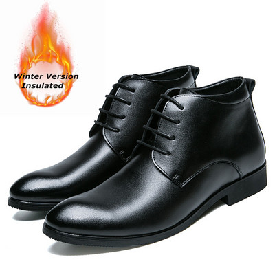Νέες ιταλικές ανδρικές μπότες επαγγελματικές Χειμώνας / Ανοιξιάτικο φερμουάρ / Βρεττανικές ψηλές μπότες με κορδόνια μπότες από δέρμα