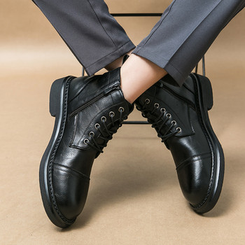 Μόδα ανδρικές μπότες για εξωτερικούς χώρους Αντιολισθητικές φορητές μπότες Lace Up Ευέλικτα ανδρικά δερμάτινα παπούτσια Επαγγελματικά μποτάκια γνωριμιών Loafers Παπούτσια