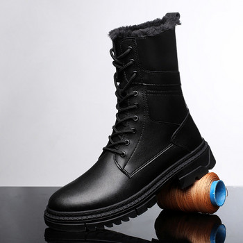 Военни тактически ботуши за мъже Черни армейски бойни мъжки ботуши Гумени ежедневни обувки Мъжки зимни ботуши от кожа Плюс размер 38-49