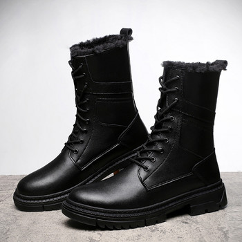 Военни тактически ботуши за мъже Черни армейски бойни мъжки ботуши Гумени ежедневни обувки Мъжки зимни ботуши от кожа Плюс размер 38-49