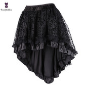 Femei negre victoriene asimetrice cu volane din dantelă din satin fuste gotice corset vintage fustă steampunk costume cosplay 937#