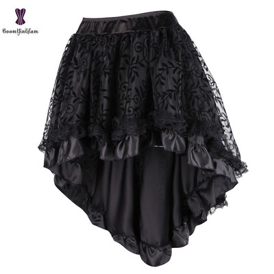 Femei negre victoriene asimetrice cu volane din dantelă din satin fuste gotice corset vintage fustă steampunk costume cosplay 937#