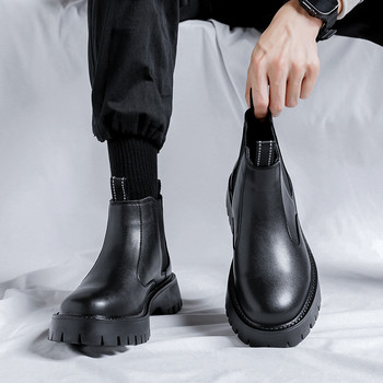 Ανδρικές μπότες Chelsea Senior δερμάτινες μπότες 2023 Ανδρικές μπότες πάρτι με χοντρή σόλα Ανδρικές μπότες καθημερινής μόδας Επαγγελματικές μπότες αστραγάλου που φοριούνται