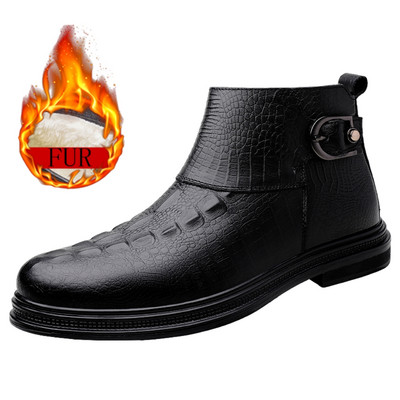 Cizme Martin pentru bărbați, ocazionale, respirabile, de afaceri, pentru bărbați. Ghete noi, negre, înalte, Chelsea, toamnă, iarnă, calde, pluș, cizme clasice.