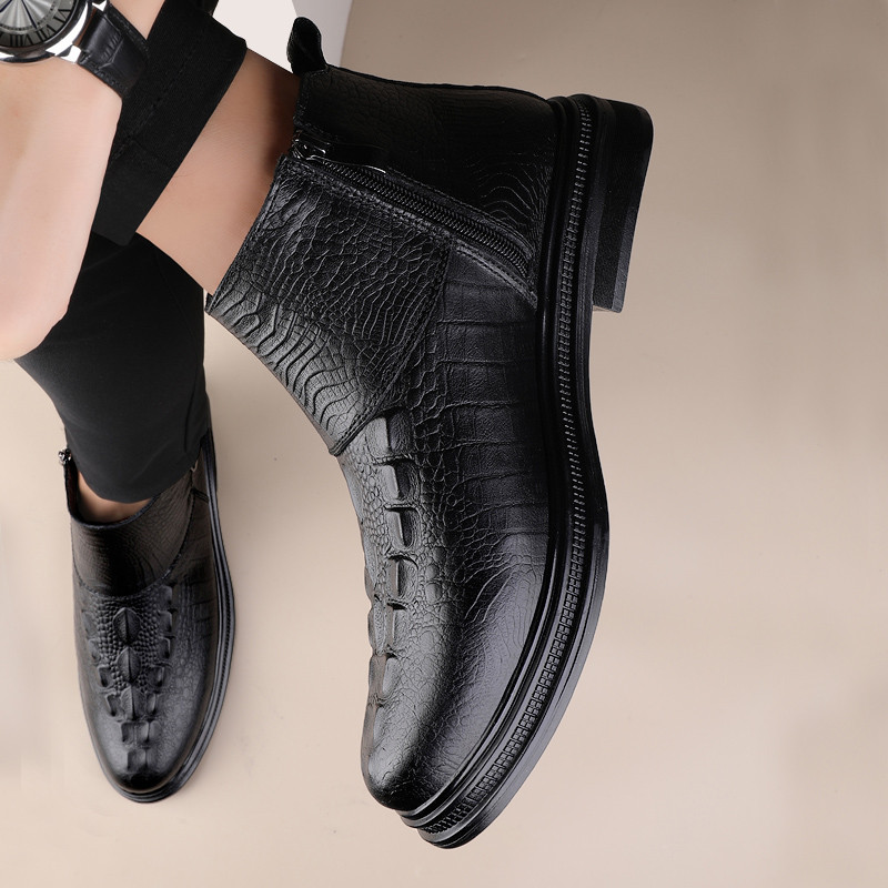 Cizme Martin pentru bărbați, ocazionale, respirabile, de afaceri, pentru bărbați. Ghete noi, negre, înalte, Chelsea, toamnă, iarnă, calde, pluș, cizme clasice.