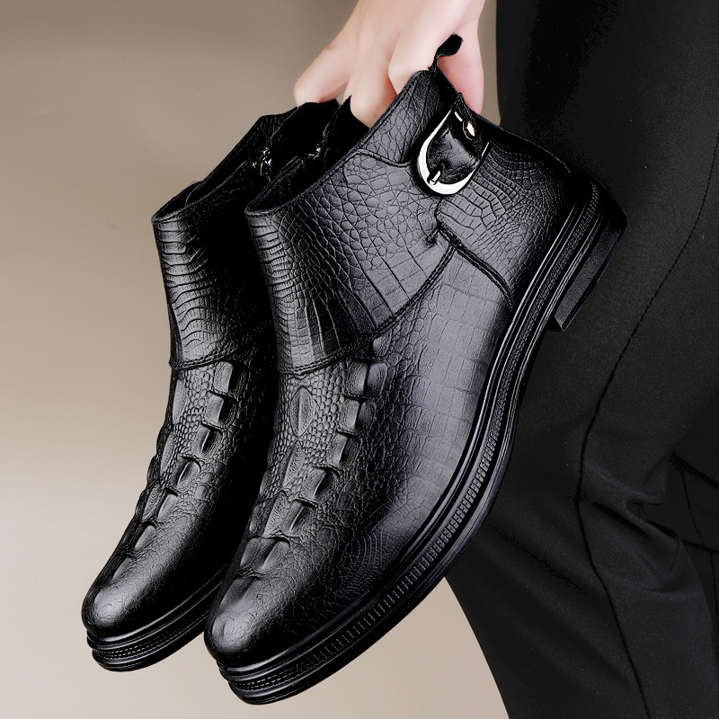 Cizme Martin pentru bărbați, ocazionale, respirabile, de afaceri, pentru bărbați. Ghete noi, negre, înalte, Chelsea, toamnă, iarnă, calde, pluș, cizme clasice.