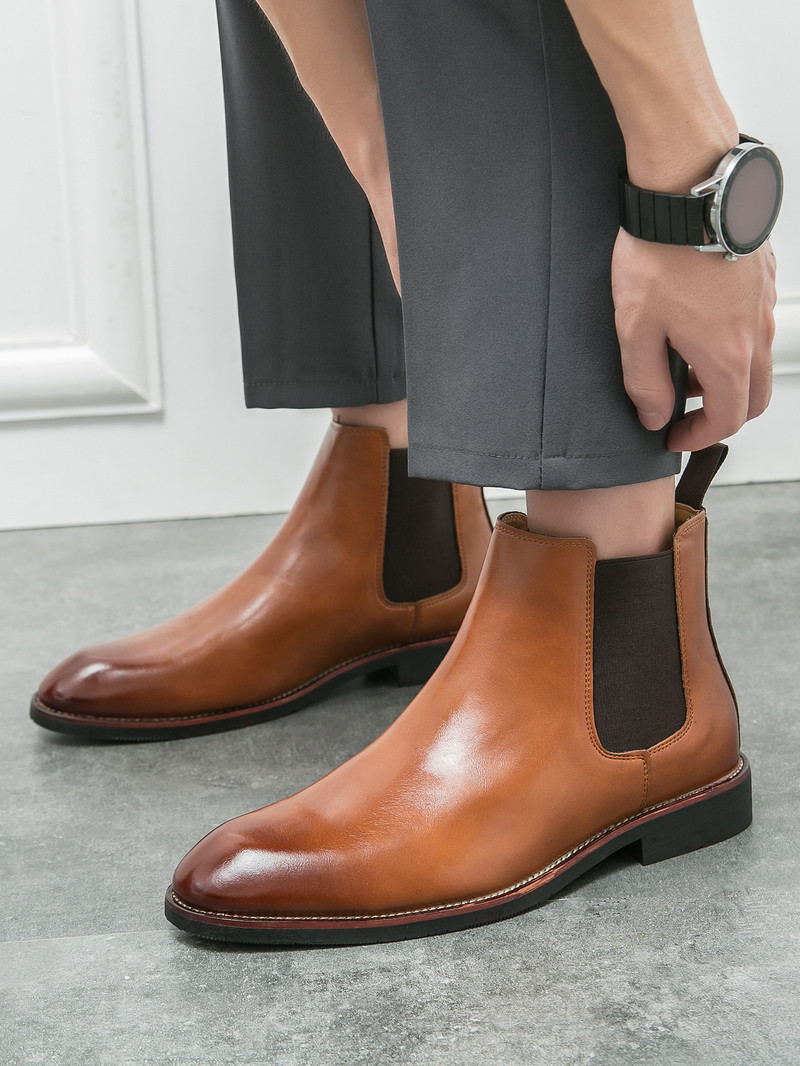 Ανδρικές μπότες Chelsea από μαλακό δέρμα 2023 Μπότες επώνυμων σχεδιαστών Fashion Casual επαγγελματικά μποτάκια Comfort Μπότες με χαμηλό τακούνι Μέγεθος 38-46