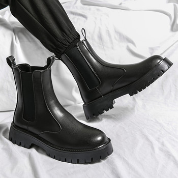 Επωνυμία Chelsea Ανδρικές μπότες Μαλακά δερμάτινα επαγγελματικά παπούτσια High Top Ανδρικές μπότες με χοντρή σόλα Χειμερινές ζεστές βελούδινες μηχανοκίνητες μπότες