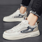 Pánske ležérne ploché šnurovacie topánky na jar 2023, pánske pevné plytké tenisky, pánska móda, pohodlné pánske vulkanizované topánky