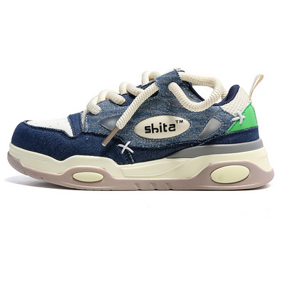 Proljetno, ležerno debelo dno s okruglom glavom, modno, neklizajuće, udobno, mekano dno, trend tenisice, muške cipele za sve vrste