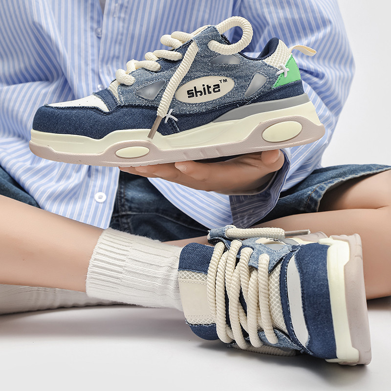 Proljetno, ležerno debelo dno s okruglom glavom, modno, neklizajuće, udobno, mekano dno, trend tenisice, muške cipele za sve vrste