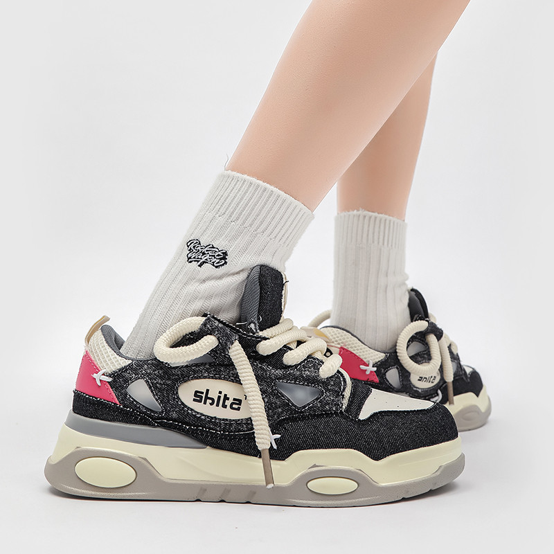 Proljetno, ležerno debelo dno s okruglom glavom, modno, neklizajuće, udobno, mekano dno, trend tenisice, muške cipele za sve vrste