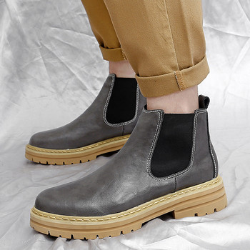 Casual Chelsea Boots Ανδρικές μπότες Ankel Τάσεις μόδας Retro Business Social Μπότες γραφείου Λούτρινα Αντιολισθητικές μπότες με ζεστή χοντρή σόλα
