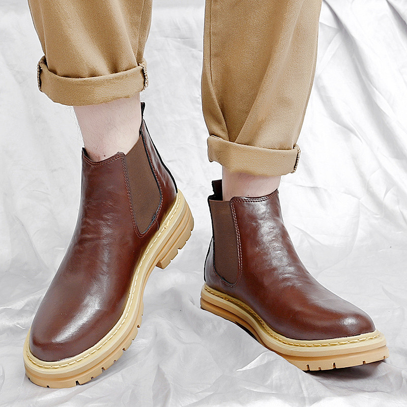 Casual Chelsea Boots Ανδρικές μπότες Ankel Τάσεις μόδας Retro Business Social Μπότες γραφείου Λούτρινα Αντιολισθητικές μπότες με ζεστή χοντρή σόλα