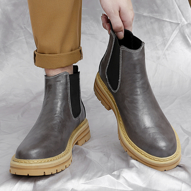 Casual Chelsea Boots Ανδρικές μπότες Ankel Τάσεις μόδας Retro Business Social Μπότες γραφείου Λούτρινα Αντιολισθητικές μπότες με ζεστή χοντρή σόλα