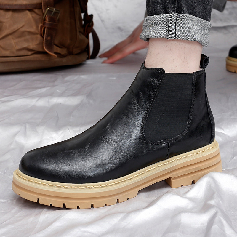Casual Chelsea Boots Ανδρικές μπότες Ankel Τάσεις μόδας Retro Business Social Μπότες γραφείου Λούτρινα Αντιολισθητικές μπότες με ζεστή χοντρή σόλα