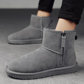 Ανδρικά νέα, κλασικά, γνήσιο σουέτ, από μάλλινη γούνα, χειμερινές κοντές μπότες χιονιού με βελούδινη μόνωση Αντιολισθητικές, φορεμένες μπότες