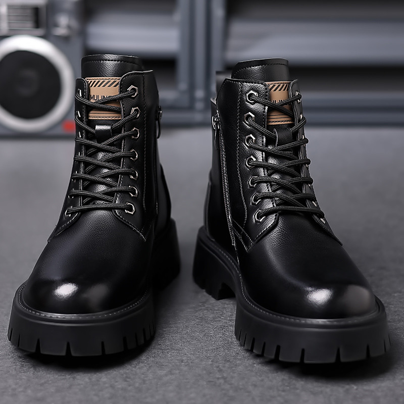 Χειμερινές ανδρικές μπότες ζεστής γούνας Vintage μακριές μπότες εργασίας μόδας με κορδόνια casual χειροποίητες ποιοτικές casual Combat καουμπόικες μπότες εξωτερικού χώρου