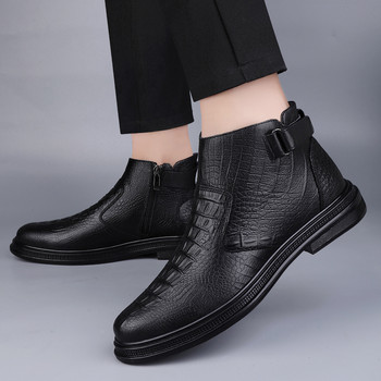 Νέες τάσεις της μόδας Ανδρικές μπότες Chelsea  μπότες αστραγάλου ανδρικά slip-on επαγγελματικά παπούτσια Μπότες από δέρμα  Γούνες ζεστές χειμωνιάτικες μπότες