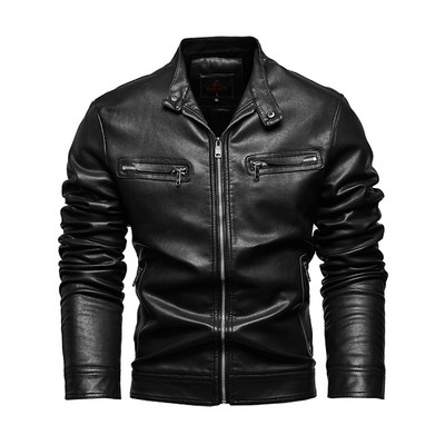 Φθινοπωρινό χειμερινό ανδρικό φλις δερμάτινο παλτό μοτοσικλέτας υψηλής ποιότητας Ανδρικά επαγγελματικά casual μπουφάν για άνδρες Ζεστό παλτό