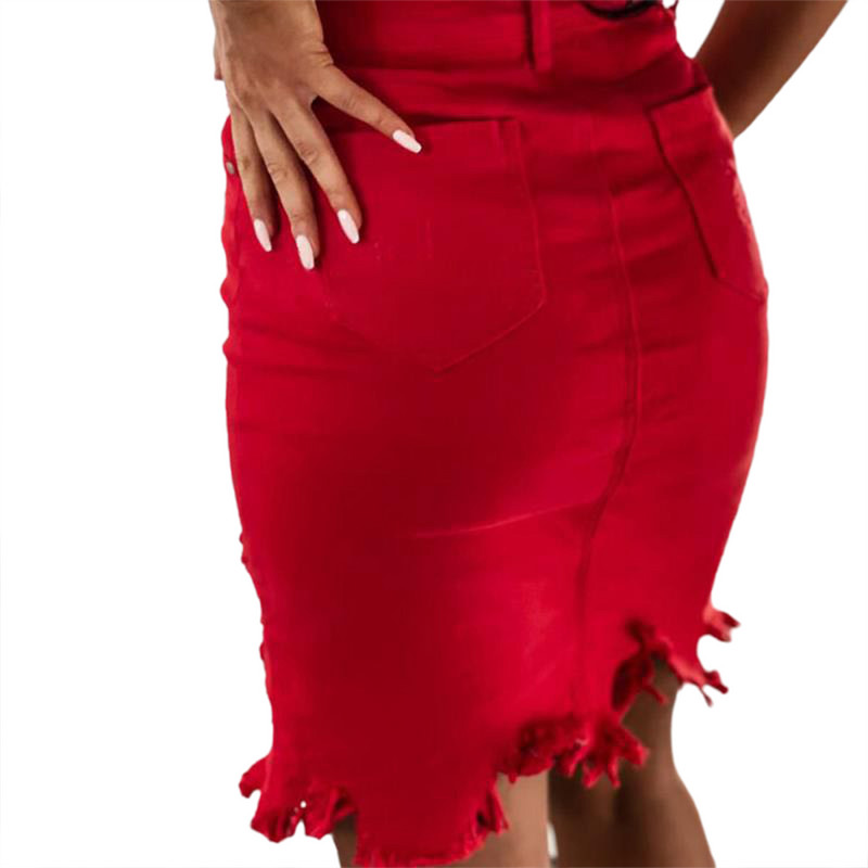 Dámska džínsová sukňa Y2K 2023, módna, s vysokým pásom, jednoradové, kartáčované, s nepravidelným lemom, štíhle mini sukne v áčkovom strihu