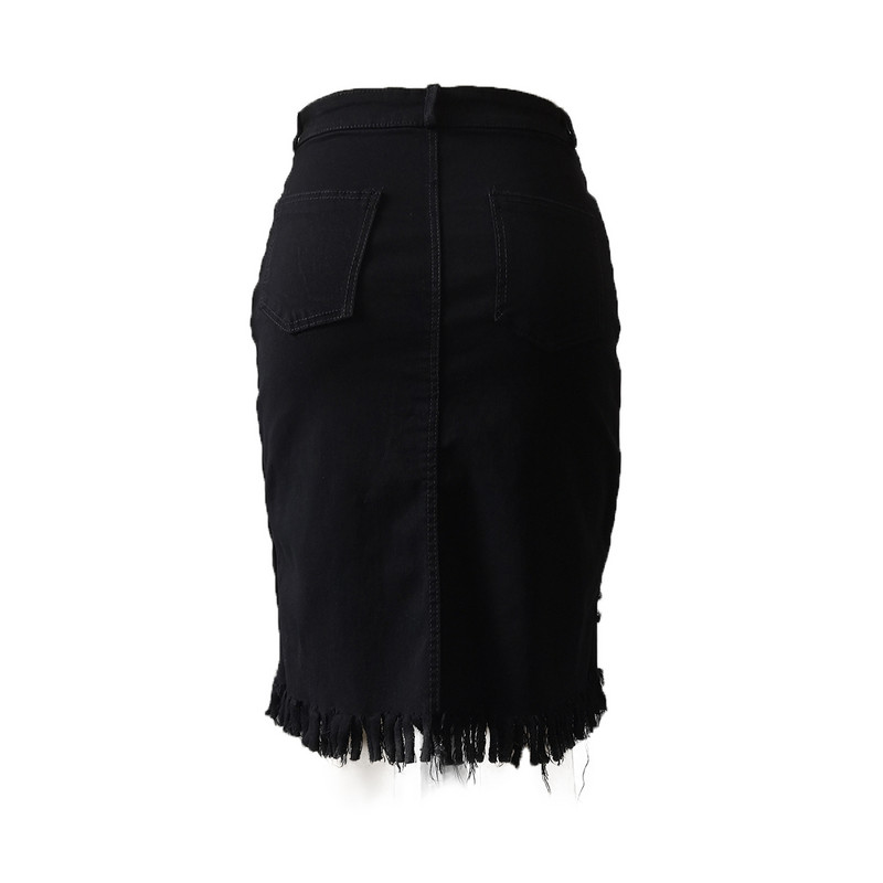 Dámska džínsová sukňa Y2K 2023, módna, s vysokým pásom, jednoradové, kartáčované, s nepravidelným lemom, štíhle mini sukne v áčkovom strihu