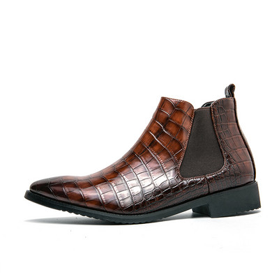 Ανδρικά μοντέρνα δερμάτινα slip-on μποτάκια με μυτερή μύτη Παπούτσια με χαμηλό τακούνι Ανδρικά casual classic μπότες Chelsea Ανδρικές μπότες και παπούτσια πολυτελείας