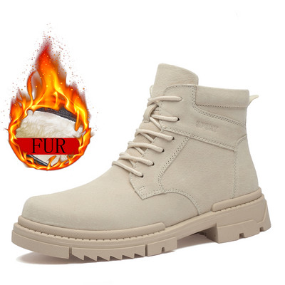 Cizme de iarnă Cizme din piele intoarsa Moda Plus Cizme de desert catifea in aer liber Pantofi clasici in stil britanic casual Cizme 2022 Motociclete