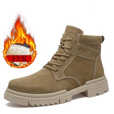 Cizme de iarnă Cizme din piele intoarsa Moda Plus Cizme de desert catifea in aer liber Pantofi clasici in stil britanic casual Cizme 2022 Motociclete