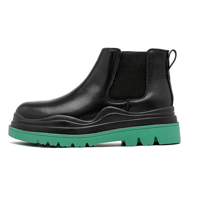 Moda clasică blană caldă bărbați verde talpă vârf rotund toamnă iarnă confort cizme chelsea pantofi de exterior din cu talpă groasă