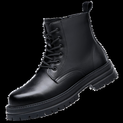 Нова луксозна марка Боти до глезена в британски стил Мъжки модни обувки Класически кожени обувки Работни сватбени партита Официални моторизирани ботуши