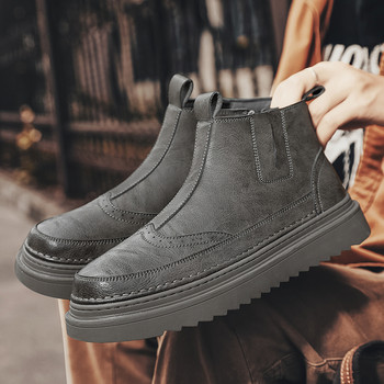 Business Men Κλασικές ρετρό μπότες Chelsea Comfort Fashion Trends Δερμάτινα μποτάκια με ψηλό πάχος σόλα Παπούτσια βρετανικής μάρκας