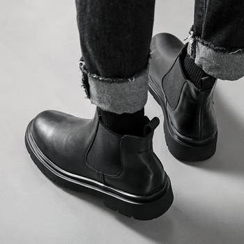 Τάσεις της μόδας Φθινοπωρινές χειμερινές μπότες Chelsea Μπότες από μαλακό δέρμα Ανδρικές μπότες βελούδινες Νέα άνετη χοντρή σόλα Comfort casual outdoor ανδρικά παπούτσια