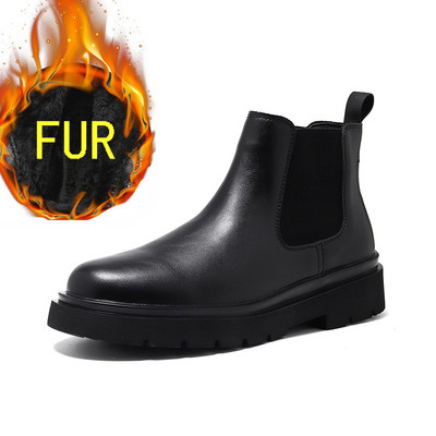 Τάσεις της μόδας Φθινοπωρινές χειμερινές μπότες Chelsea Μπότες από μαλακό δέρμα Ανδρικές μπότες βελούδινες Νέα άνετη χοντρή σόλα Comfort casual outdoor ανδρικά παπούτσια