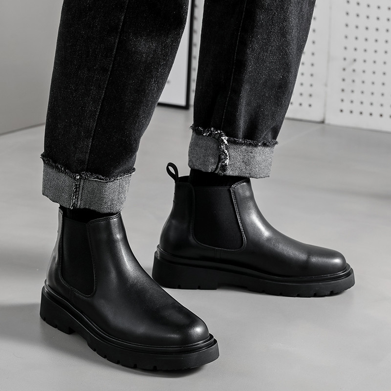 Τάσεις της μόδας Φθινοπωρινές χειμερινές μπότες Chelsea Μπότες από μαλακό δέρμα Ανδρικές μπότες βελούδινες Νέα άνετη χοντρή σόλα Comfort casual outdoor ανδρικά παπούτσια