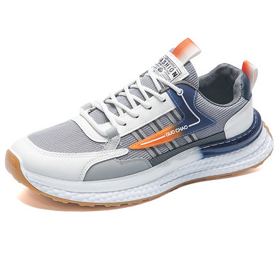 Pantofi vulcanizați pentru bărbați 2023, de primăvară, cu talpă groasă, cu șireturi, ocazional, respirabil, la modă, confort în aer liber, pantofi solidi, anti-alunecare, bărbați