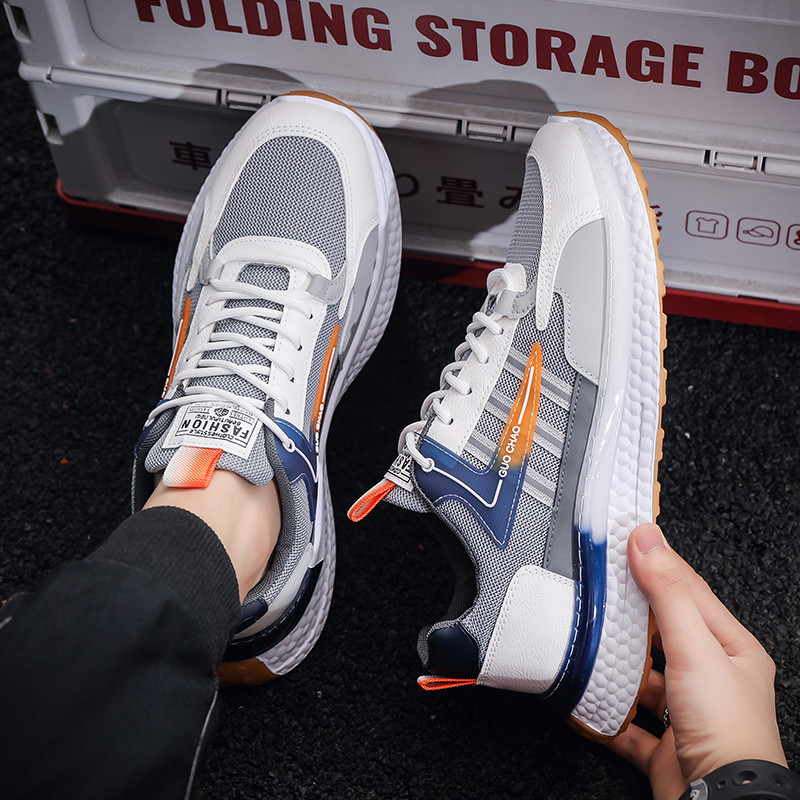 Pantofi vulcanizați pentru bărbați 2023, de primăvară, cu talpă groasă, cu șireturi, ocazional, respirabil, la modă, confort în aer liber, pantofi solidi, anti-alunecare, bărbați