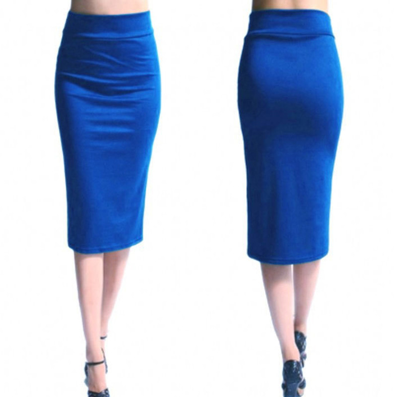 Reducere fierbinte Fusta Creion Femei Noi Doamne Office Stretch Bodycon Fusta Midi Femei Talie Înaltă Fuste Jersey Jum-Gaf Puls Marimea XL