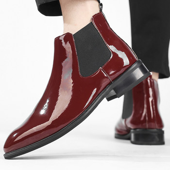 Hot Men Chelsea Boots Απαλό λουστρίνι Παπούτσια νυφικού για ανδρικά επίπεδα επίσημα επαγγελματικά Τάσεις μόδας στον αστράγαλο Street High-end